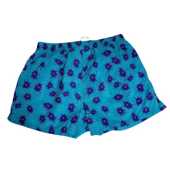 VINTAGE 90s Reebok Mens XL Swim Trunks Shorts Blue Geo Abstract UNLINED Nylon - Picture 2 of 4